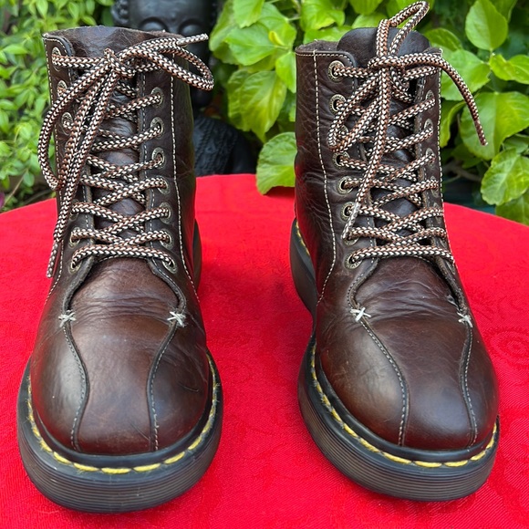 Dr. Martens Vintage Wedge Platform Brown Leather Boots - Picture 4 of 17